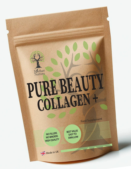 Pure Beauty Collagen+ 650mg Capsules Zinc Selenium Biotin Hyaluronic Acid Vitamin C Supplements Eco - friendly - MOTHER NATURE SUPPLEMENTSPure Beauty Collagen+ 650mg Capsules Zinc Selenium Biotin Hyaluronic Acid Vitamin C Supplements Eco - friendlyDiet Supplementss