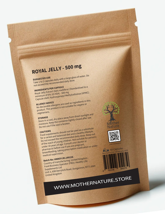 Royal Jelly 500 mg – Mother Nature - MOTHER NATURE SUPPLEMENTSRoyal Jelly 500 mg – Mother NatureDiet Supplements