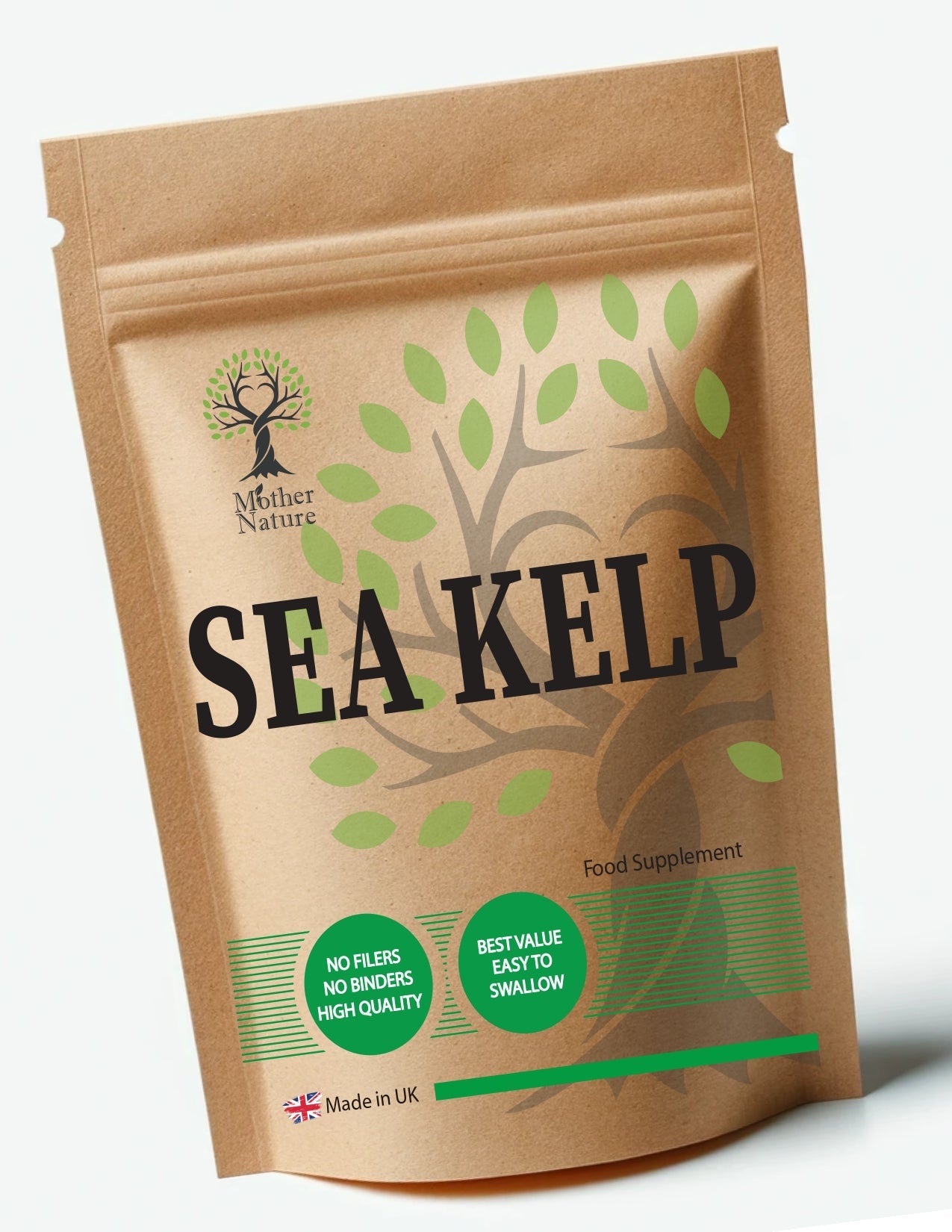 Sea Kelp Capsules 500mg Clean Strong Natural Atlantic Sea Kelp Powder Vegan Supplements - MOTHER NATURE SUPPLEMENTSSea Kelp Capsules 500mg Clean Strong Natural Atlantic Sea Kelp Powder Vegan Supplements