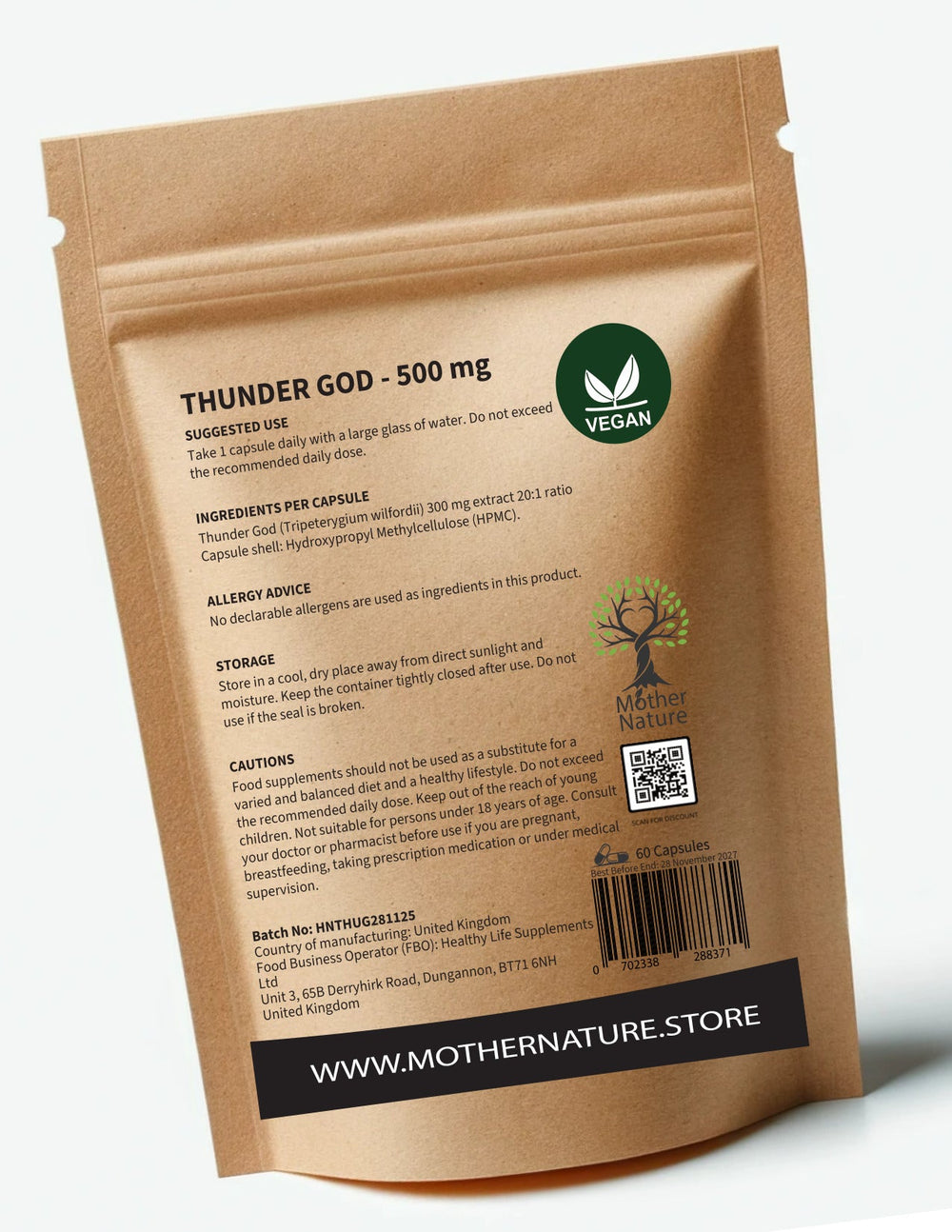 Thunder God Root 500 mg – Clean Vegan Supplements - Mother Nature - MOTHER NATURE SUPPLEMENTSThunder God Root 500 mg – Clean Vegan Supplements - Mother NatureDiet Supplements