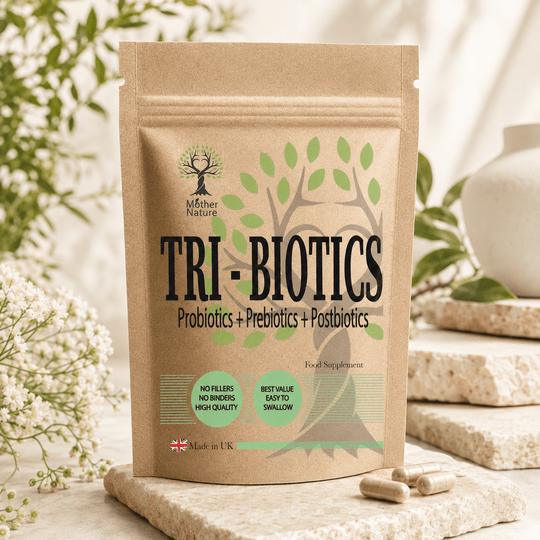 Tri-Biotics Complex – Advanced Probiotics, Prebiotics & Postbiotics Gut Health – Mother Nature - MOTHER NATURE SUPPLEMENTSTri-Biotics Complex – Advanced Probiotics, Prebiotics & Postbiotics Gut Health – Mother NatureDiet Supplements