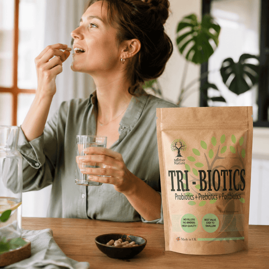 Tri-Biotics Complex – Advanced Probiotics, Prebiotics & Postbiotics Gut Health – Mother Nature - MOTHER NATURE SUPPLEMENTSTri-Biotics Complex – Advanced Probiotics, Prebiotics & Postbiotics Gut Health – Mother NatureDiet Supplements