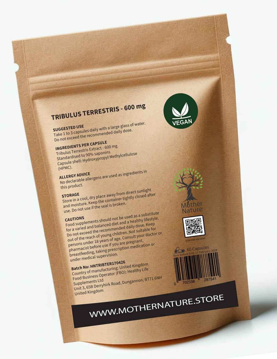 Tribulus Terrestris 600mg – Vegan Capsules | Mother Nature - MOTHER NATURE SUPPLEMENTSTribulus Terrestris 600mg – Vegan Capsules | Mother NatureDiet Supplements