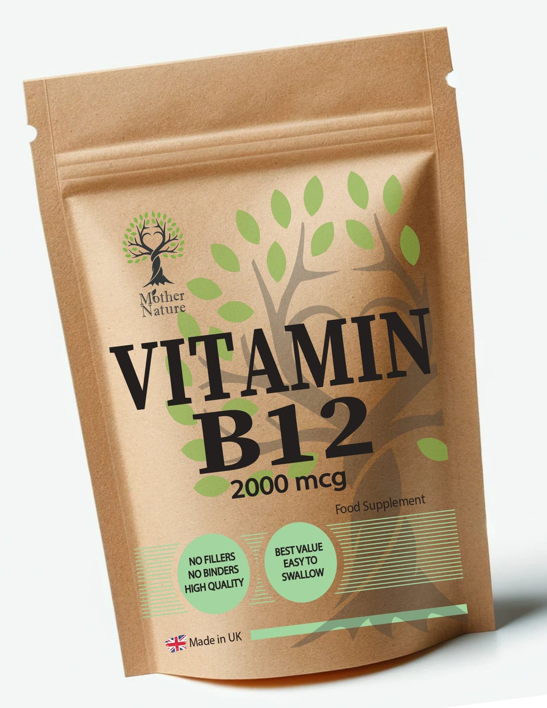 Vitamin B12 2000 mcg – Clean Natural Vegan Supplements - Mother Nature - MOTHER NATURE SUPPLEMENTSVitamin B12 2000 mcg – Clean Natural Vegan Supplements - Mother NatureDiet Supplementss