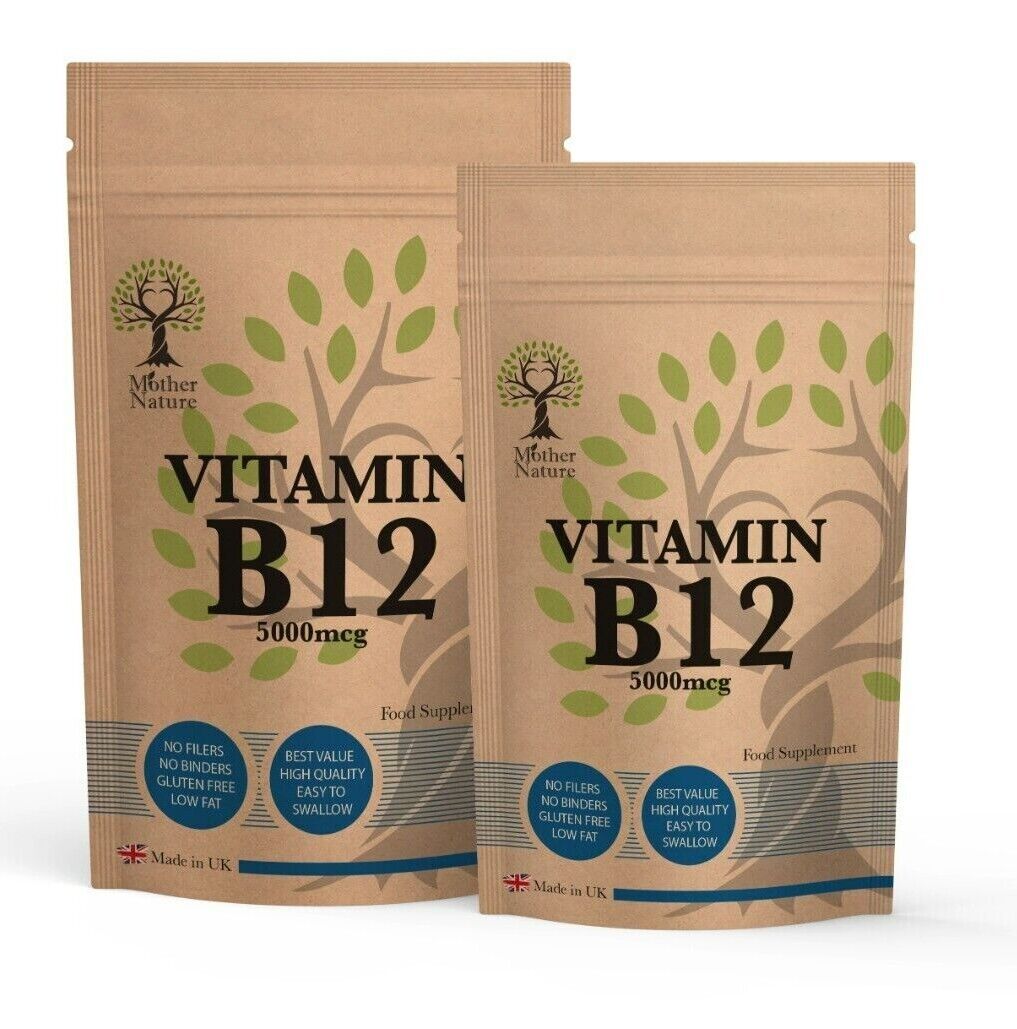 Vitamin B12 High Strength 5000mcg Capsules B12 Supplement Vit B12 Powder Vegan - MOTHER NATURE SUPPLEMENTSVitamin B12 High Strength 5000mcg Capsules B12 Supplement Vit B12 Powder Vegan