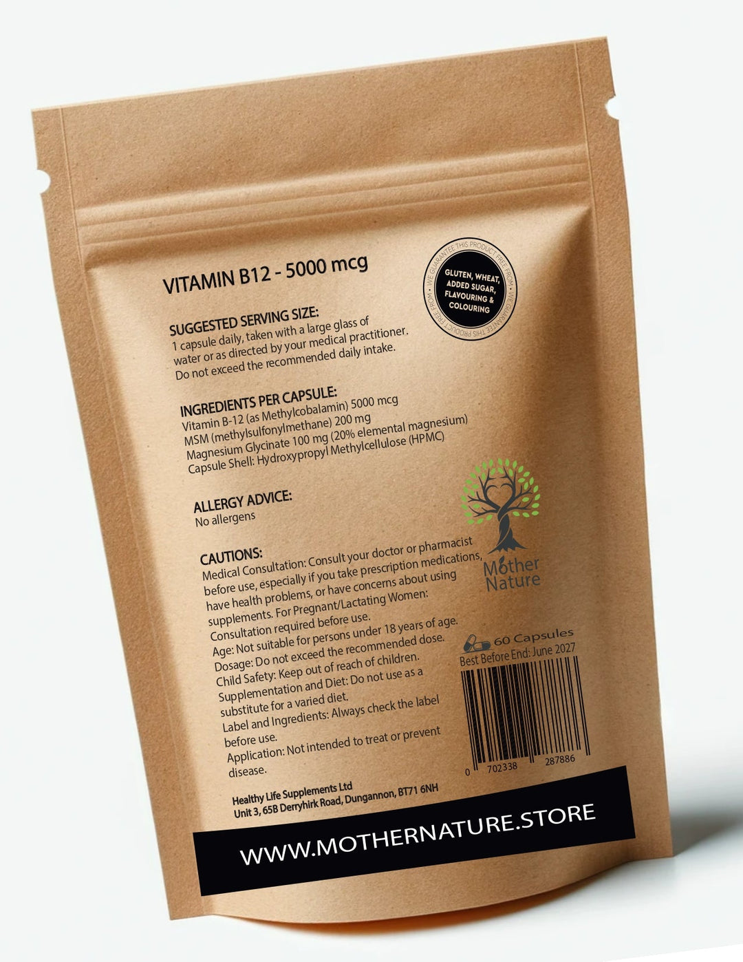 Vitamin B12 High Strength 5000mcg Capsules B12 Supplement Vit B12 Powder Vegan - MOTHER NATURE SUPPLEMENTSVitamin B12 High Strength 5000mcg Capsules B12 Supplement Vit B12 Powder VeganDiet Supplementss