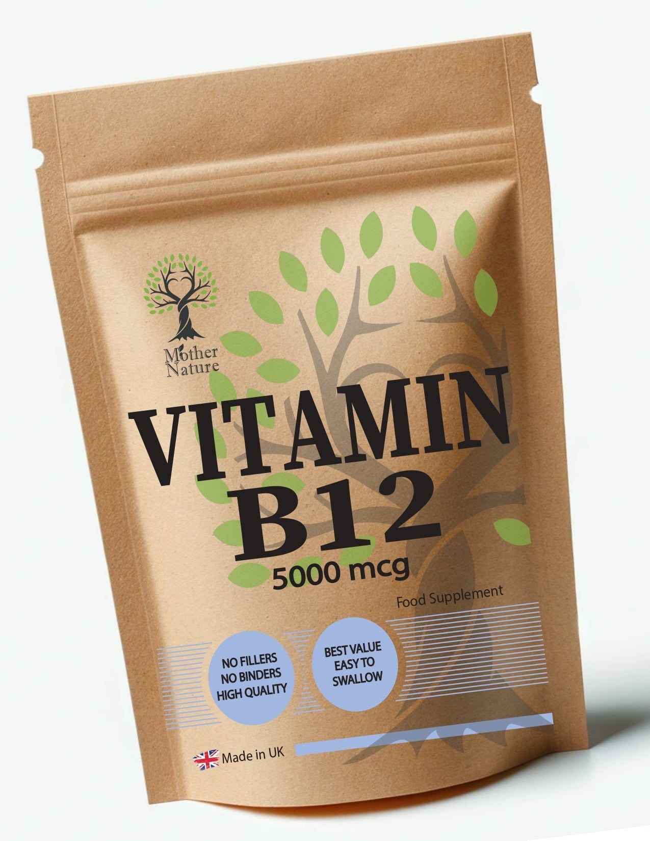 Vitamin B12 High Strength 5000mcg Capsules B12 Supplement Vit B12 Powder Vegan - MOTHER NATURE SUPPLEMENTSVitamin B12 High Strength 5000mcg Capsules B12 Supplement Vit B12 Powder VeganDiet Supplementss