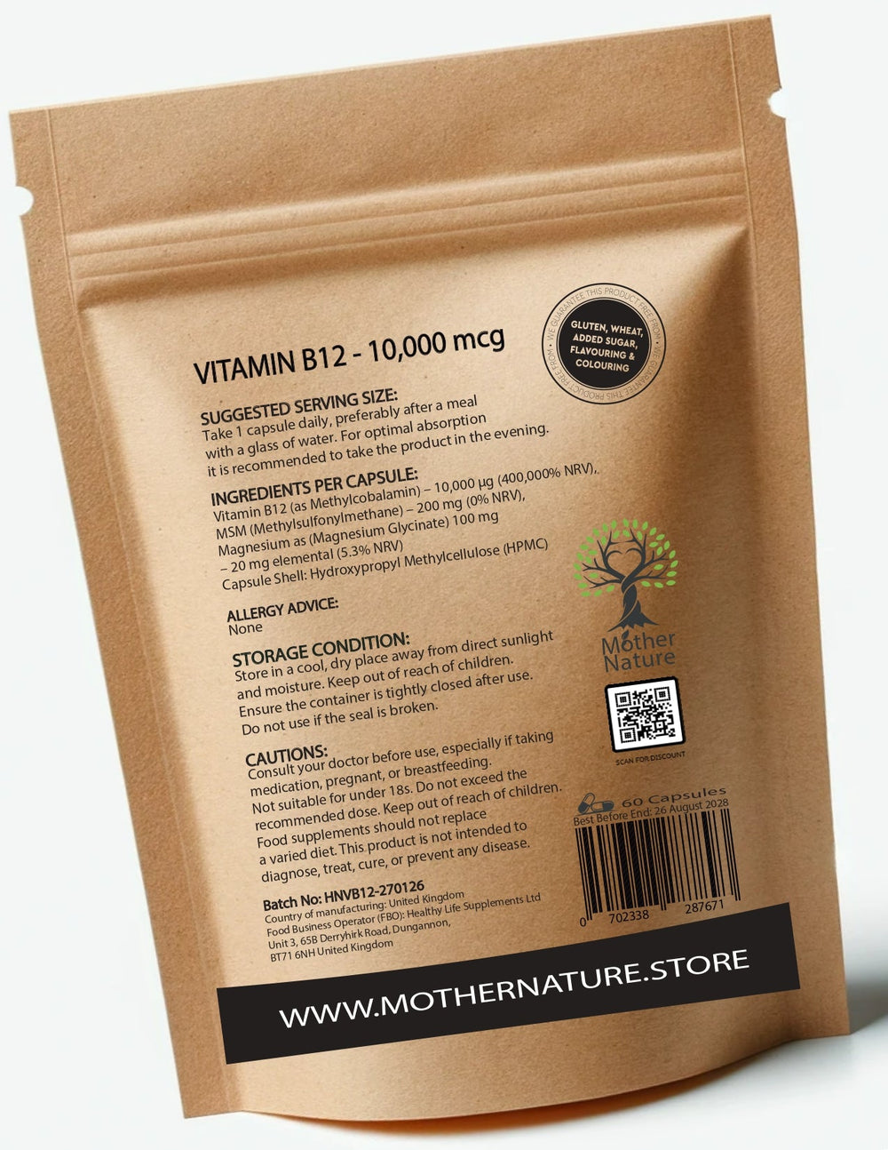 Vitamin B12 Methylcobalamin 10, 000 mcg – Mother Nature - MOTHER NATURE SUPPLEMENTSVitamin B12 Methylcobalamin 10, 000 mcg – Mother NatureDiet Supplementss