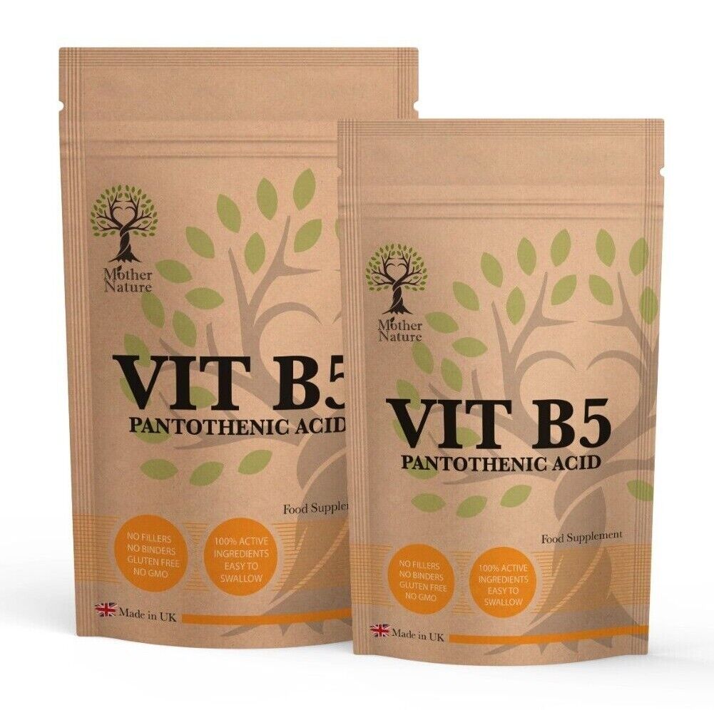 Vitamin B5 Capsules 500mg Vitamin B5 Natural Pantothenic Acid Vegan Supplements - MOTHER NATURE SUPPLEMENTSVitamin B5 Capsules 500mg Vitamin B5 Natural Pantothenic Acid Vegan Supplements