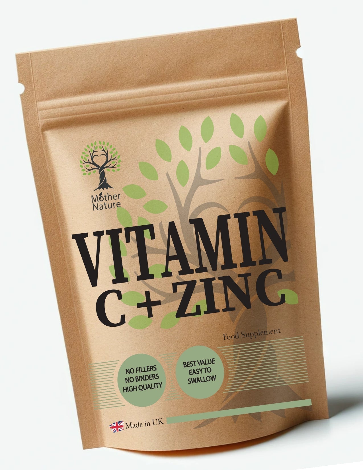 Vitamin C + Zinc 150 mg / 30 mg – Vegan Capsules – Plant - Based Supplement Formula – Mother Nature - MOTHER NATURE SUPPLEMENTSVitamin C + Zinc 150 mg / 30 mg – Vegan Capsules – Plant - Based Supplement Formula – Mother NatureDiet Supplementss