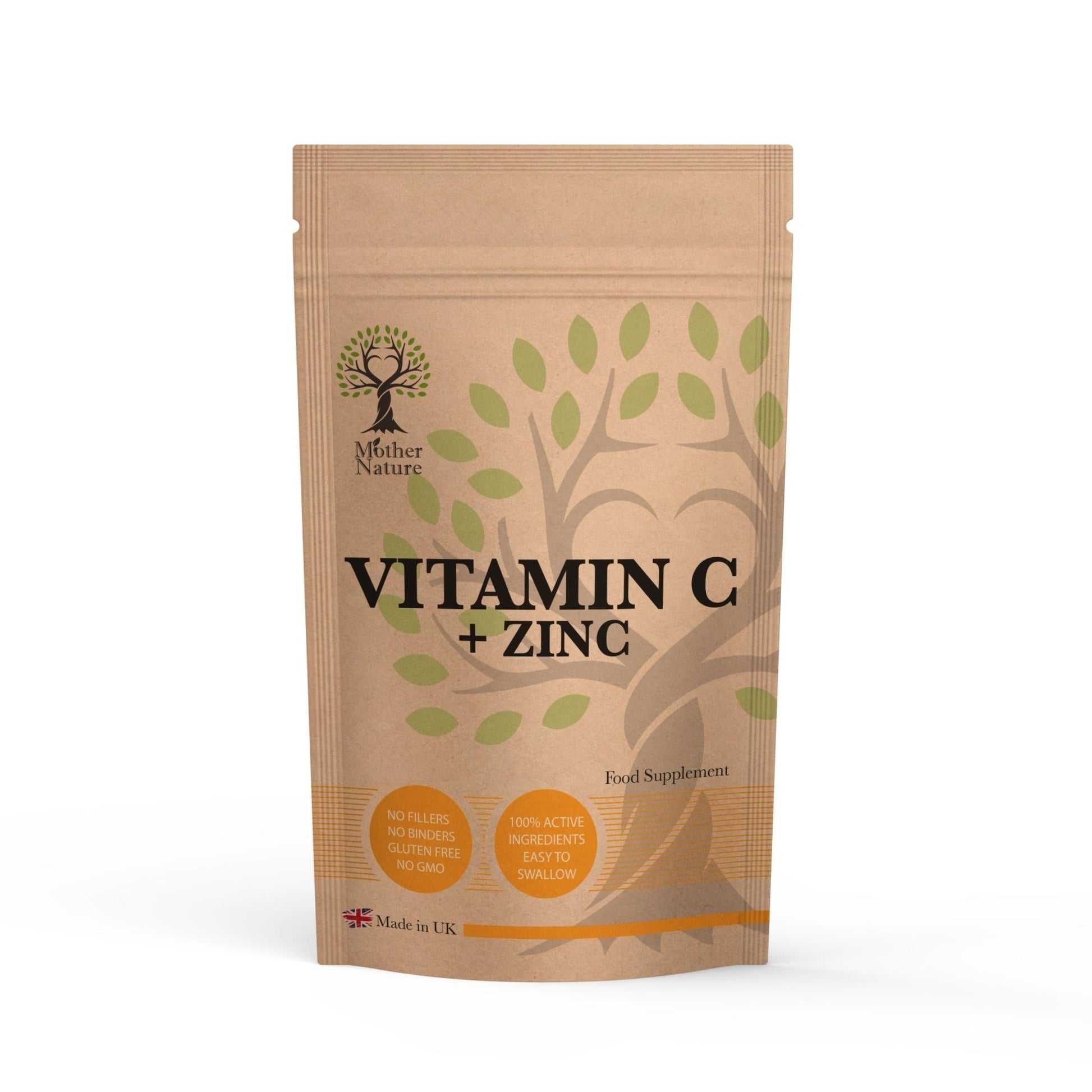 Vitamin C + Zinc Double Strength Formula Vegan Capsules UK Best Immune Support - MOTHER NATURE SUPPLEMENTSVitamin C + Zinc Double Strength Formula Vegan Capsules UK Best Immune Support