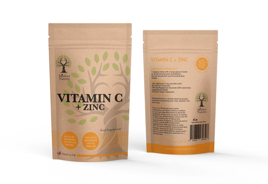 Vitamin C + Zinc Double Strength Formula Vegan Capsules UK Best Immune Support - MOTHER NATURE SUPPLEMENTSVitamin C + Zinc Double Strength Formula Vegan Capsules UK Best Immune Support