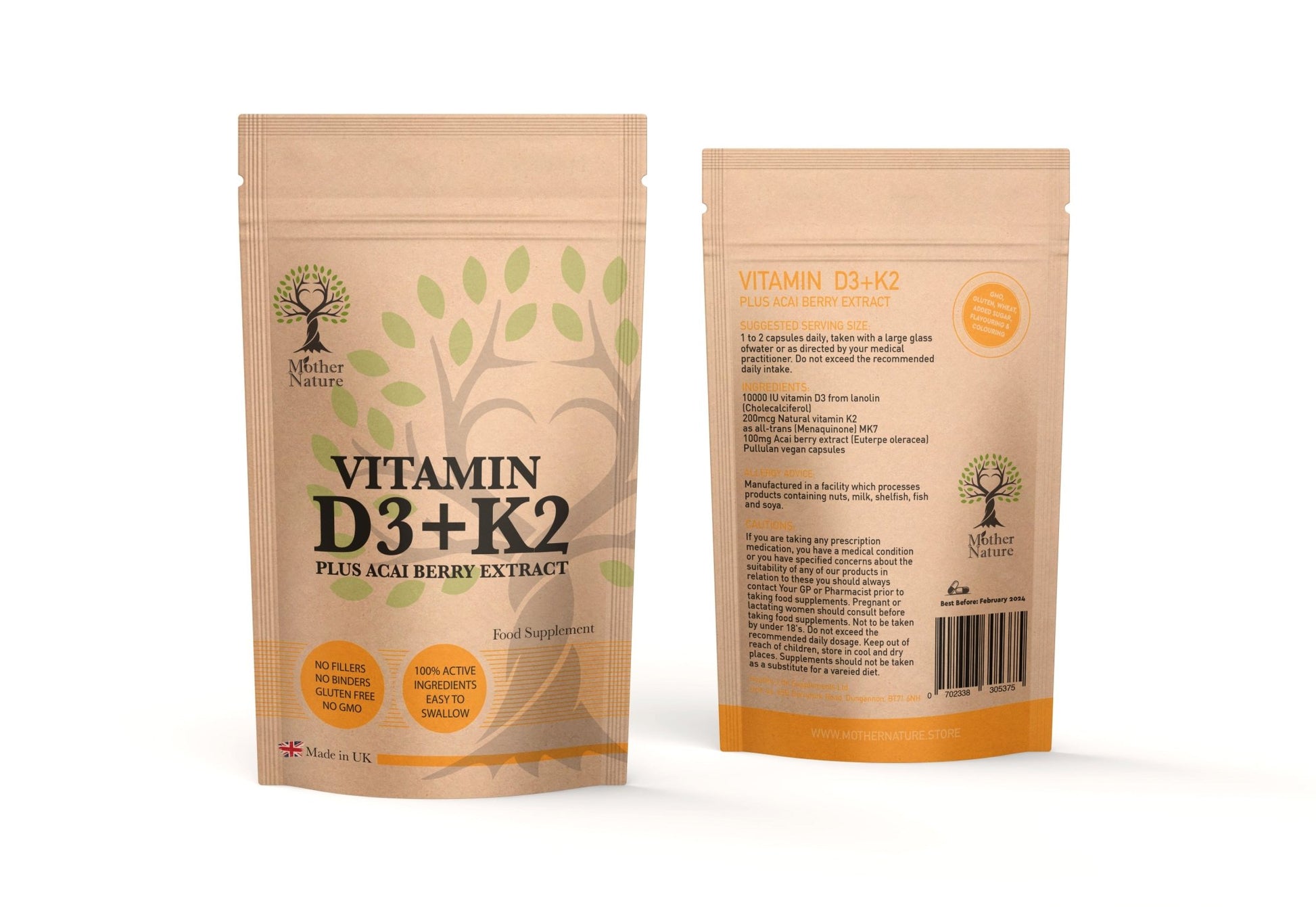 Vitamin D3 10000IU and K2 MK7 200 mcg UK Best Natural Powder Vegan Capsules - MOTHER NATURE SUPPLEMENTSVitamin D3 10000IU and K2 MK7 200 mcg UK Best Natural Powder Vegan Capsules