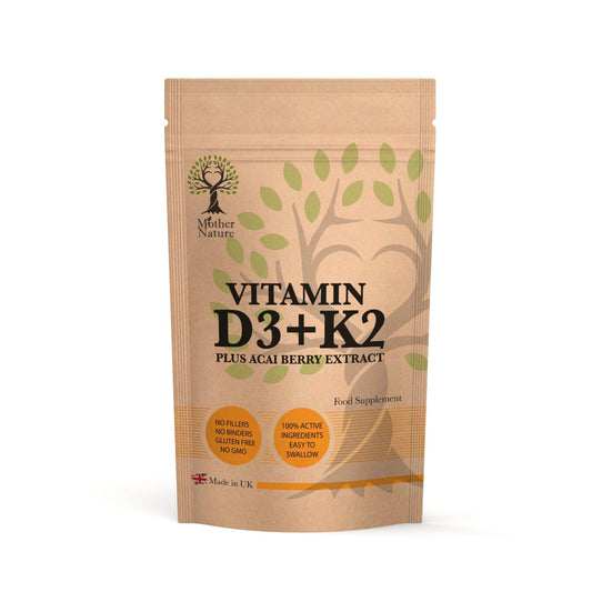 Vitamin D3 10000IU and K2 MK7 200 mcg UK Best Natural Powder Vegan Capsules - MOTHER NATURE SUPPLEMENTSVitamin D3 10000IU and K2 MK7 200 mcg UK Best Natural Powder Vegan Capsules