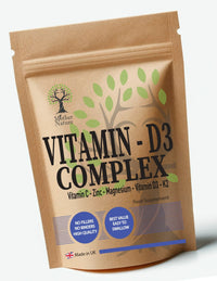Vitamin D3 Comoplex D3 10,000 IU + K2 MK-7 200 mcg + Zinc + Vitamin C – Supplement Capsules – Multi-Nutrient Formula – Mother Nature