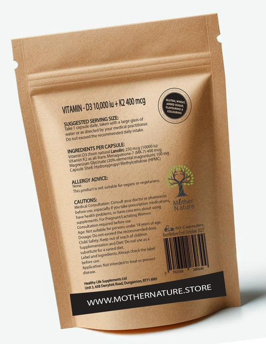 Vitamin D3 10000IU - K2 400mcg UK Best Clean Natural Vitamin D3 Powder Vitamin D3 K2 MK7 - MOTHER NATURE SUPPLEMENTSVitamin D3 10000IU - K2 400mcg UK Best Clean Natural Vitamin D3 Powder Vitamin D3 K2 MK7Diet Supplementss