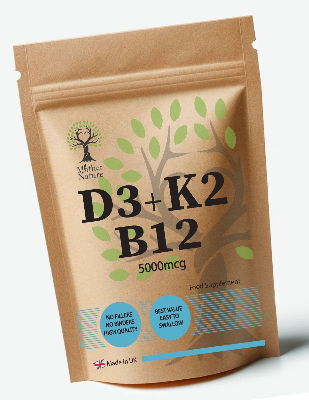 Vitamin D3 5000iu K2 MK7 Vitamin B12 5000mcg High Potency Clean Natural D3 Eco-friendly Best Vegan Supplements Plant-based Holistic Health - MOTHER NATURE SUPPLEMENTSVitamin D3 5000iu K2 MK7 Vitamin B12 5000mcg High Potency Clean Natural D3 Eco-friendly Best Vegan Supplements Plant-based Holistic HealthDiet Supplementss