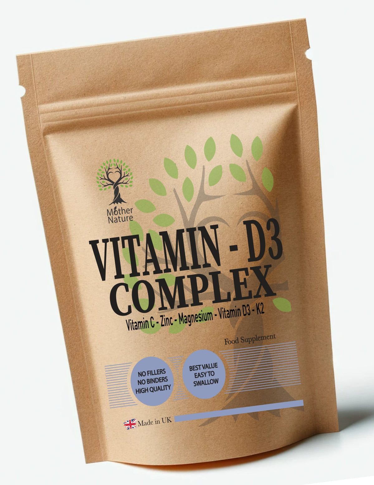 Vitamin D3 Complex 10,000 IU + K2, Zinc & Vitamin C | Mother Nature - MOTHER NATURE SUPPLEMENTSVitamin D3 Complex 10,000 IU + K2, Zinc & Vitamin C | Mother NatureDiet Supplements