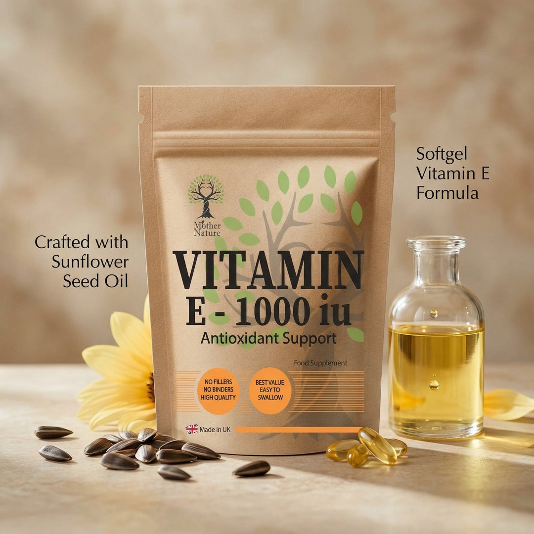 Vitamin E Capsules 1000 IU – Clean Softgel Format – Vitamin E Supplement – Mother Nature - MOTHER NATURE SUPPLEMENTSVitamin E Capsules 1000 IU – Clean Softgel Format – Vitamin E Supplement – Mother NatureDiet Supplementss