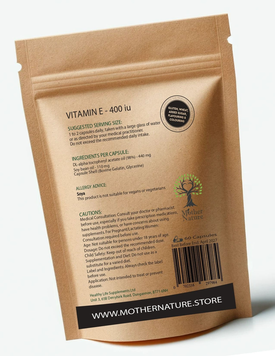 Vitamin E Capsules 400 IU – Mother Nature - MOTHER NATURE SUPPLEMENTSVitamin E Capsules 400 IU – Mother NatureDiet Supplementss
