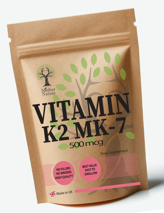 Vitamin K2 500mcg Capsules Clean Natural Vitamin K2 MK-7 Powder Eco-friendly Best Vegan Supplements Plant-based Holistic Health - MOTHER NATURE SUPPLEMENTSVitamin K2 500mcg Capsules Clean Natural Vitamin K2 MK-7 Powder Eco-friendly Best Vegan Supplements Plant-based Holistic HealthDiet Supplementss