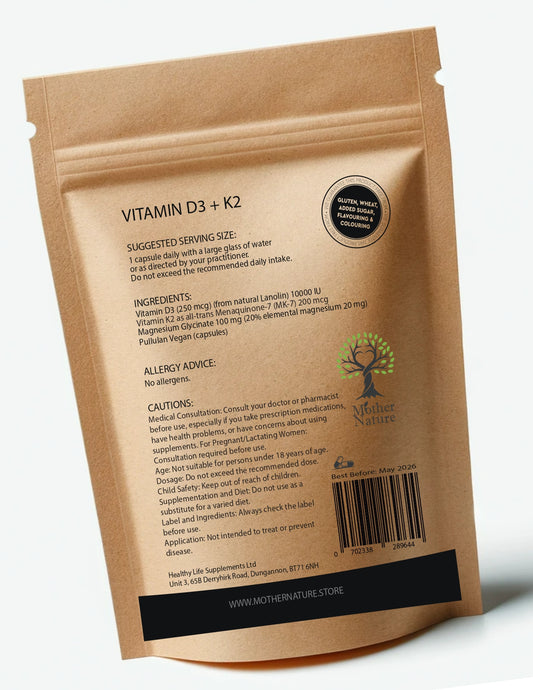 Vitamin D3 10000IU - K2 MK7 200 mcg UK Best Natural Powder Vegan Capsules Vitamin D3 K2