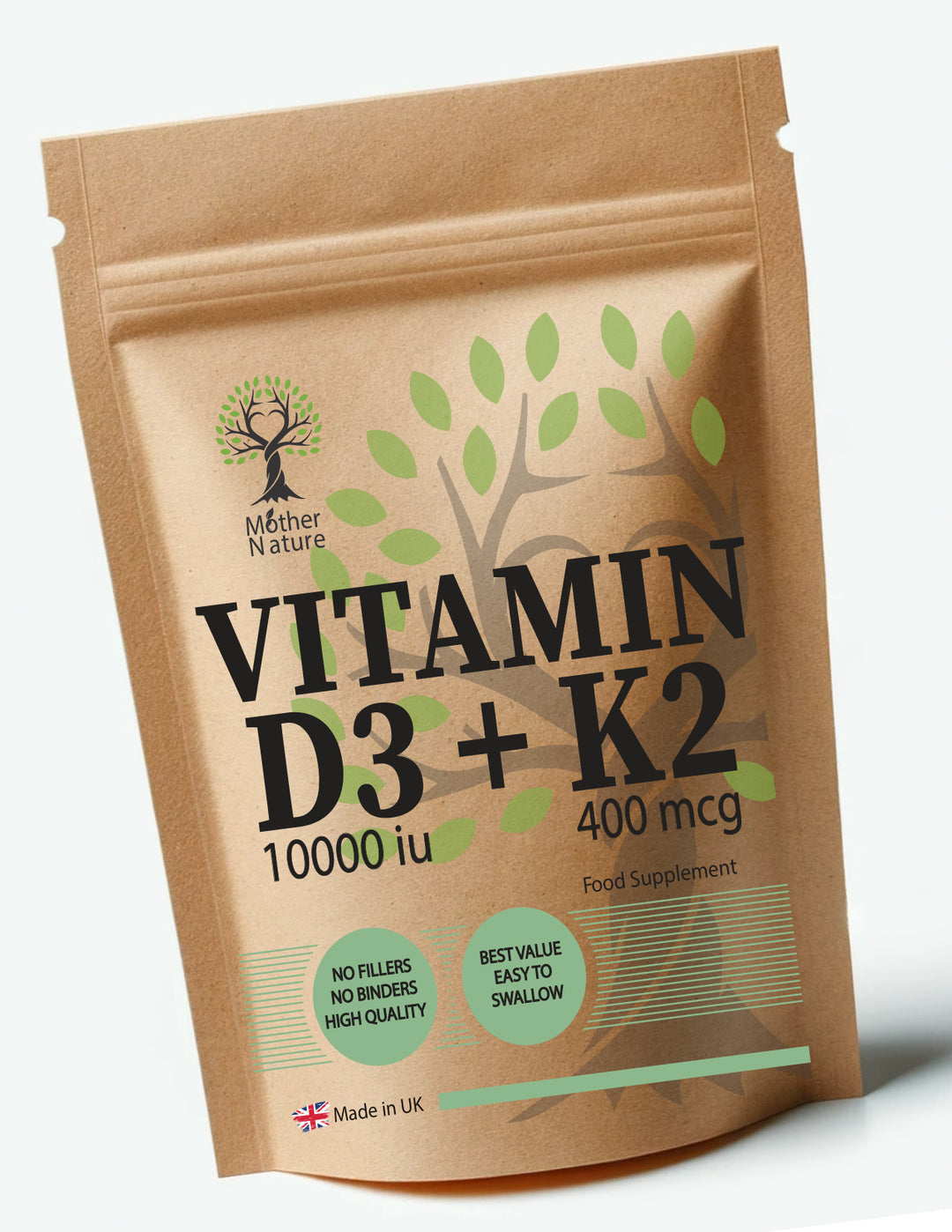 Vitamin D3 10,000 IU + K2 400 mcg - bottle front
