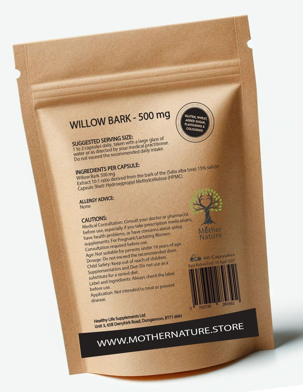 White Willow Bark 500 mg – Mother Nature - MOTHER NATURE SUPPLEMENTSWhite Willow Bark 500 mg – Mother NatureDiet Supplementss