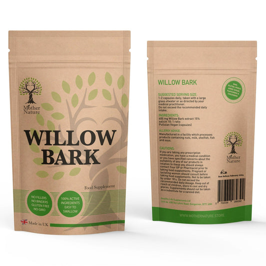 White Willow Bark Capsules 6000mg Genuine Natural Extract Best Vegan Supplement - MOTHER NATURE SUPPLEMENTSWhite Willow Bark Capsules 6000mg Genuine Natural Extract Best Vegan Supplement