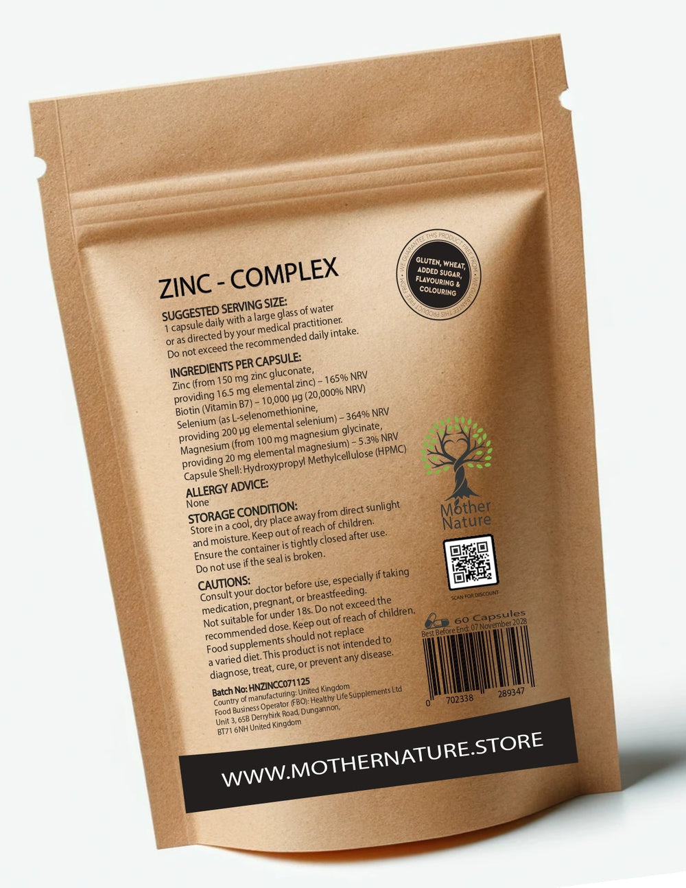 Zinc Complex with Biotin, Selenium & Magnesium – Vegan Capsules – Multi - Mineral Supplement – Mother Nature - MOTHER NATURE SUPPLEMENTSZinc Complex with Biotin, Selenium & Magnesium – Vegan Capsules – Multi - Mineral Supplement – Mother NatureDiet Supplementss