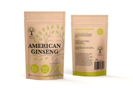 American Ginseng Capsules 500mg Natural Vegan Supplement Ginseng Powder