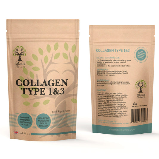 Collagen Capsules 600mg Clean Marine Collagen Type I & III Natural Collagen Powder