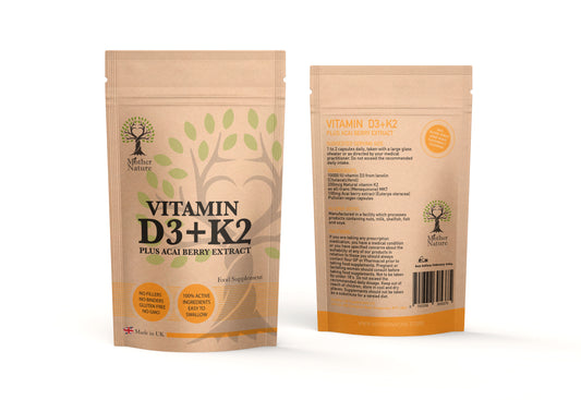 Vitamin D3 10000IU and K2 MK7 200 mcg UK Best Natural Powder Vegan Capsules