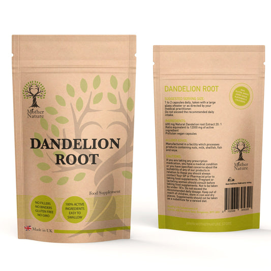 Dandelion Root Capsules 600mg Strong Natural Dandelion Extract Vegan Supplements