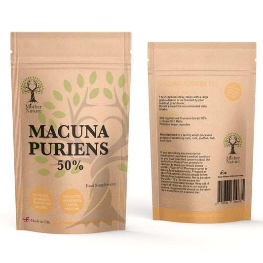 Mucuna Capsules 600mg L-Dopa 50% Natural Mucuna Extract Clean Vegan Supplements