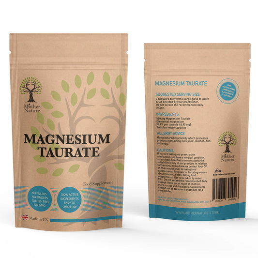 Magnesium Taurate Capsules 550mg High Strength Magnesium Taurate Vegan Supplements