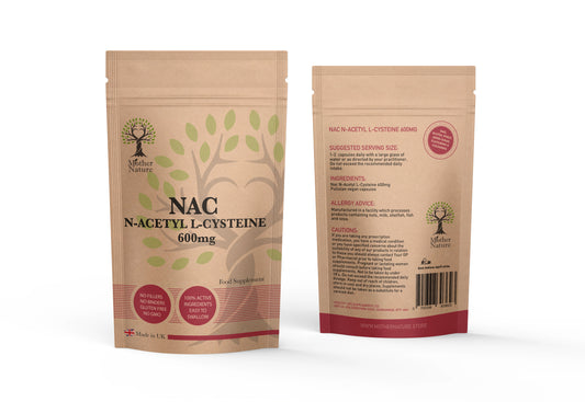 NAC N Acetyl Cysteine Powder 600mg Capsules Vegan NAC Supplement 1200mg serving
