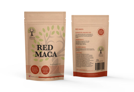Red Maca Capsules 600mg Red Maca Powder Natural Extract Supplement Vegan