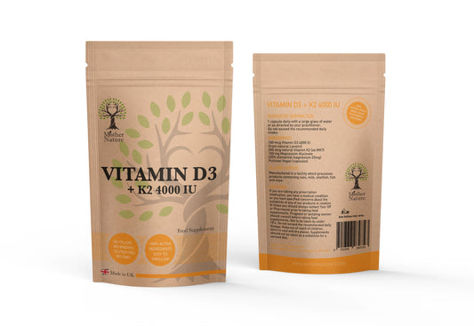 Vitamin D3 4000IU and K2 MK7 200 mcg UK Best Natural Powder Vegan Capsules